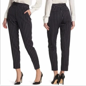 Equipment Femme Black Pinstripe Warsaw Career Trouser Pant Women’s Size 4 - Picture 1 of 9