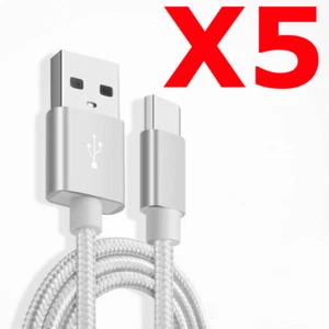X5 Câble Metal Nylon Renforcé Chargeur USB/Type C 1,5m Tréssé Couleur Argent Com - Photo 1 sur 1