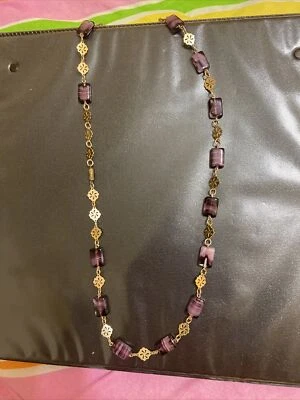 Муранское стекло золотистый овальный металлический ожерелье бисер из Италии - Изображение 1 из 2