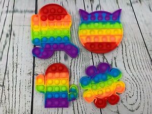 4 Pack Pop Fidget Toys Rainbow Different Shapes