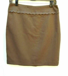 NWT Ann Taylor LOFT Brown Camel scalloped waist Women's pencil Skirt Sz 0, 2 - Picture 1 of 3