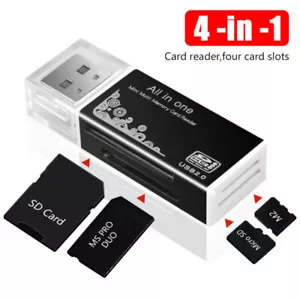 Aluminium Mini USB 4 In 1 SD Card Reader SDHC MMC Micro SD T-Flash M2 MS Duo - Picture 1 of 17
