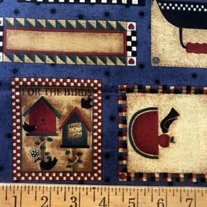 Mumms the Word Fabrics Print 42 x 18 Noah & Friends Birdhouses Quilting Cats - Picture 1 of 2