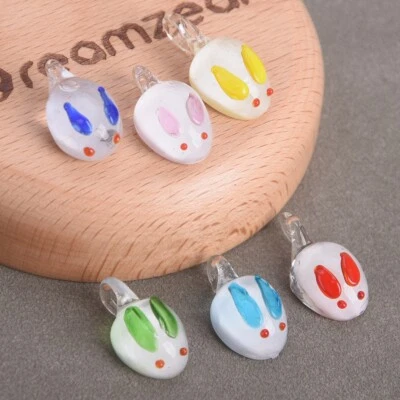 5pcs 20x12mm Charm Rabbit Handmade Lampwork Glass Loose Pendants Beads DIY - Image 1 of 4