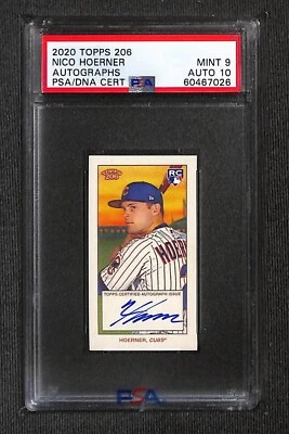 2020 Topps 206 ON CARD AUTOGRAPHS NICO HOERNER SSP PSA 9 AUTO 10 POP 1 RC ROOKIE - Image 1 of 2