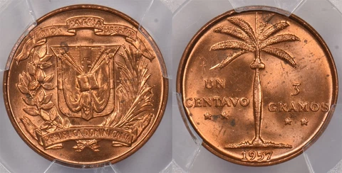 Dominican Republic 1957 Centavo PCGS MS 65 RED PI0058 combine shipping Cover