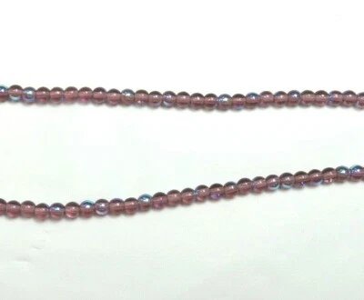 100 Pcs ~ 4mm Round ~ AMETHYST AB ~ CZECH GLASS BEADS LOT - Image 1 of 2