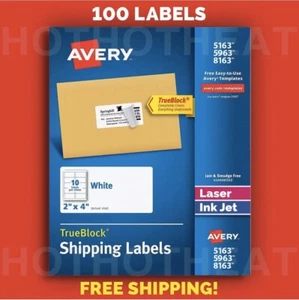 100 Avery 5963/5163/8163/5263/95945 Adresse Versand Versandetiketten 2” x 4” - Bild 1 von 3