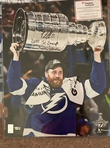 VICTOR HEDMAN LIGHTNING SIGNED 16 X 20 STANLEY CUP PHOTO w INSCRIPTION FANATICS - Picture 1 of 1