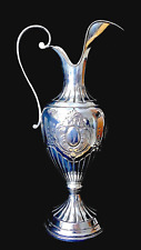 c'19th Italian .800 Coin Silver Hand Chased 12" Tall Baluster Ewer Wine Pitcher