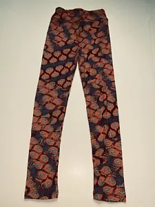 LuLaRoe L/XL Leggings Kids Orange & Blue Floral Print New - Picture 1 of 3