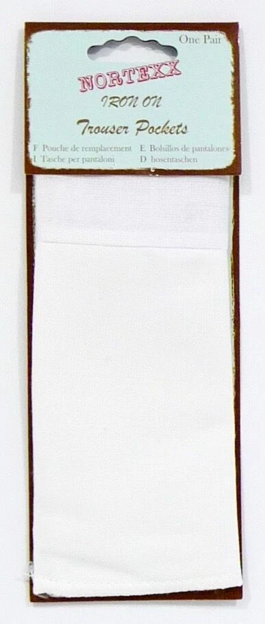 Nortexx Iron on Pockets One Pair 100 Cotton 15cm White