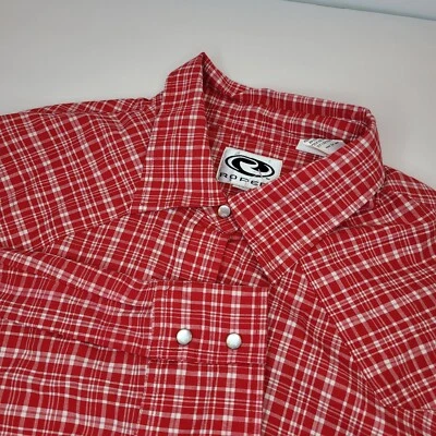 Roper, Red/White Plaid Long Sleeve Pearl Snap Shirt, 3XL - Image 1 of 4