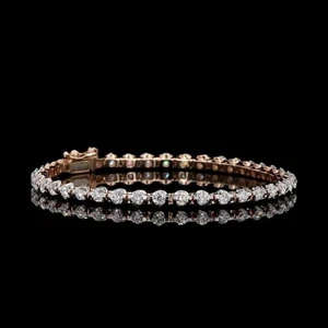 Moissanite Tennis Bracelet Rose Gold: 925 Sterling Silver Round Cut Gift for her - Picture 1 of 4