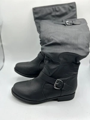 Journee Collection Stormy Riding Boot Women's Sz 9.5 Black Leather Slouchy - Image 1 of 4