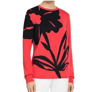 Suéter de Lana Intarsia Floral St. John Talla S Coral/Azul Marino - Imagen 1 de 6