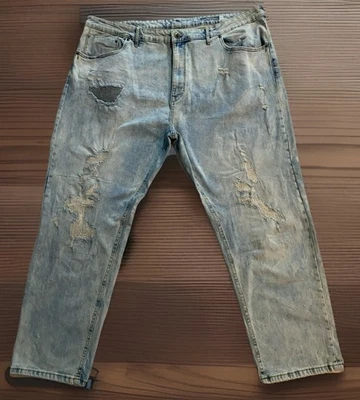 Jeans masculino Sean John 44x30 azul claro Mercer slim ajuste reto elástico desgastado - Imagem 1 de 4