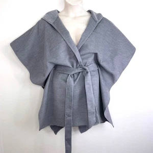 Sussan NWT hooded cape wrap free size grey sash belt open sides - Picture 1 of 7