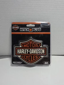 Harley Davidson Cycles Black/White Trailer Hitch Plug Cover Universal Receiver - Picture 1 of 3