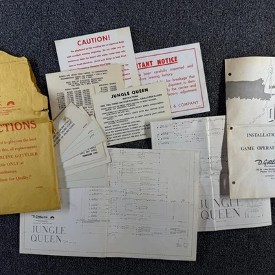 Gottlieb Jungle Queen Pinball Machine Manual Schematics Packet Set ORIGINAL - Image 1 of 4
