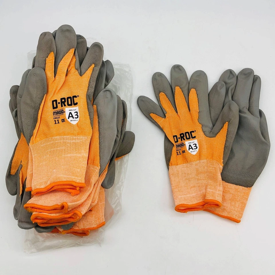 Guantes de trabajo resistentes a cortes Magid D-Roc DXG22-11 talla 11/2XL 18Ga recubiertos de palma 12prs Foto 1 de 4