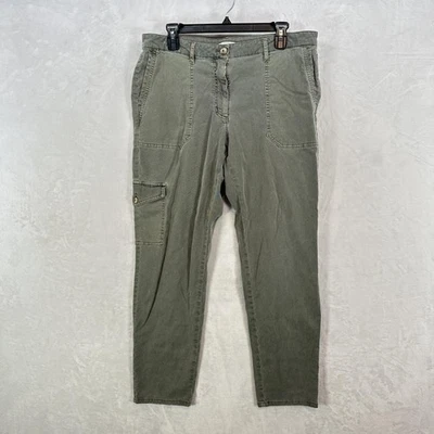 Pantalones J Jill para mujer 14 verdes cargo utilitario sarga elástica bolsillos Tencel Lyocell Foto 1 de 4