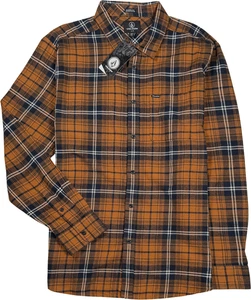 Volcom Caden Plaid Flannel Shirt - NWT Mens Large Burnt Orange - #47870-K10 - Picture 1 of 1