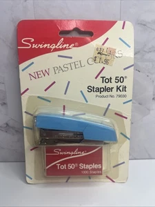 NOS Vintage Swingline Tot 50 Stapler & 1000 Staples, Made In USA Blue - Picture 1 of 2