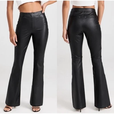 Новый с Ярлыками SPANX женщин большой высокий Luxe из черной кожи как расклешенный тянуть на брюки эластичной - Изображение 1 из 4