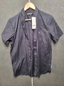 french connections shirt mens size medium blue short sleeve cotton - Picture 1 of 10