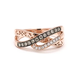 LeVian .23ctw Diamond Twisted Band Ring, 14k Rose Gold, Ring Size 6.75 - Picture 1 of 8