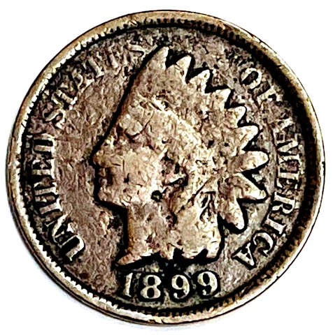 1899 Indian Head Penny 1 Cent Coin 1c One USA Small Cents Some Detail FREE SHIP! Cover