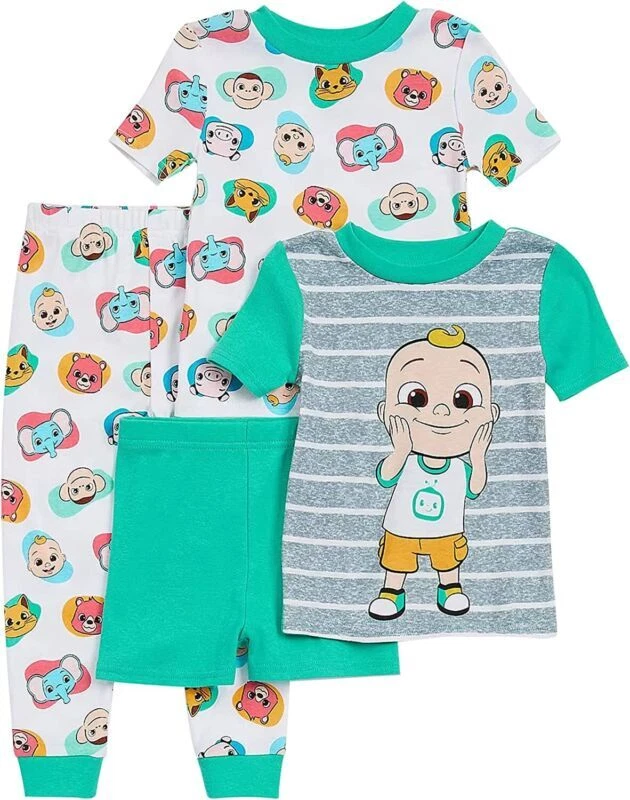 Juego de pijama CoComelon para niños pequeños S/S gris 4 piezas ajuste cómodo talla 2T 3T 4T Foto 1 de 1