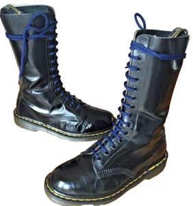 Botas de cuero liso negras vintage Dr Martens 1914 UK 6 EU 39 Hechas en Inglaterra - Imagen 1 de 8