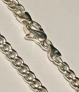 Collana catena argento sterling 925 16 pollici CUBAN CORD larghezza 4 mm massiccio 18 g HALLMARK - Foto 1 di 4