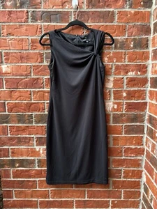 Vestido David Meister 4 Negro Hombro Sin Mangas Cóctel Boda Invitada Noche - Imagen 1 de 7