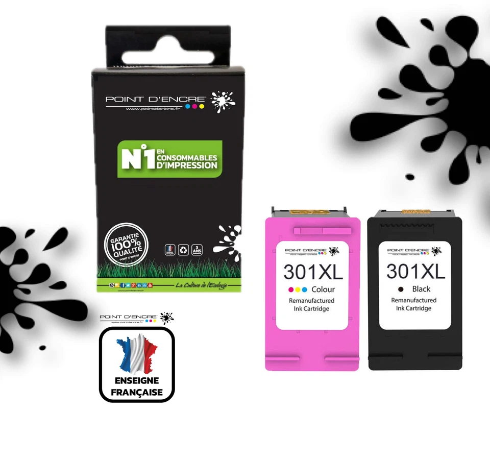 Pack 301XL / 301  de Cartouches d'encre Noire / Cartouches couleur Pour HP - Photo 1/1