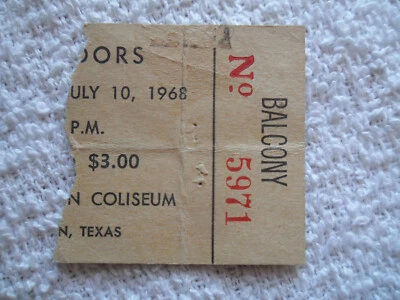 THE DOORS Original__1968__CONCERT TICKET STUB__Houston Coliseum - Image 1 of 4