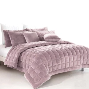 Alastairs Augusta Faux Mink Quilt Comforter Set Blush Single Double Queen King - Picture 1 of 6