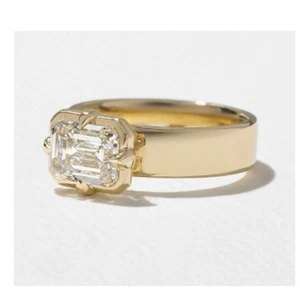 Alianza Oro Amarillo 14K Diamante IGI GIA HRD Creado en Laboratorio Corte Esmeralda 1.75 Ct - Imagen 1 de 8