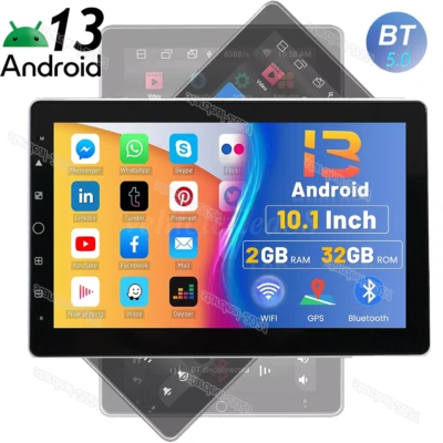 2 Din Rotatable 10inch Carplay Android 13 GPS Nav WiFi HD SWC Car Stereo Radio - Image 1 of 4
