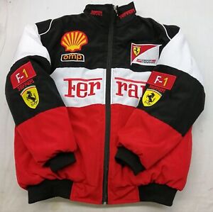 UNISEX FERRARI RED BLACK EMBROIDERY EXCLUSIVE JACKET SUIT F1 TEAM RACING NEW