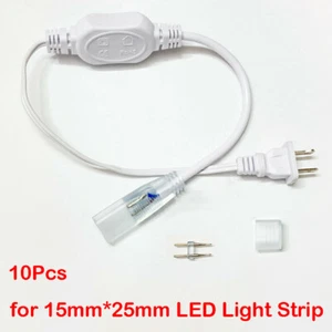 10pcs Power Cord Connector Line for W15mm x H25mm LED Strip Lights 110V/220V - Picture 1 of 12