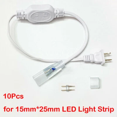 10pcs Power Cord Connector Line for W15mm x H25mm LED Strip Lights 110V/220V - Image 1 of 4