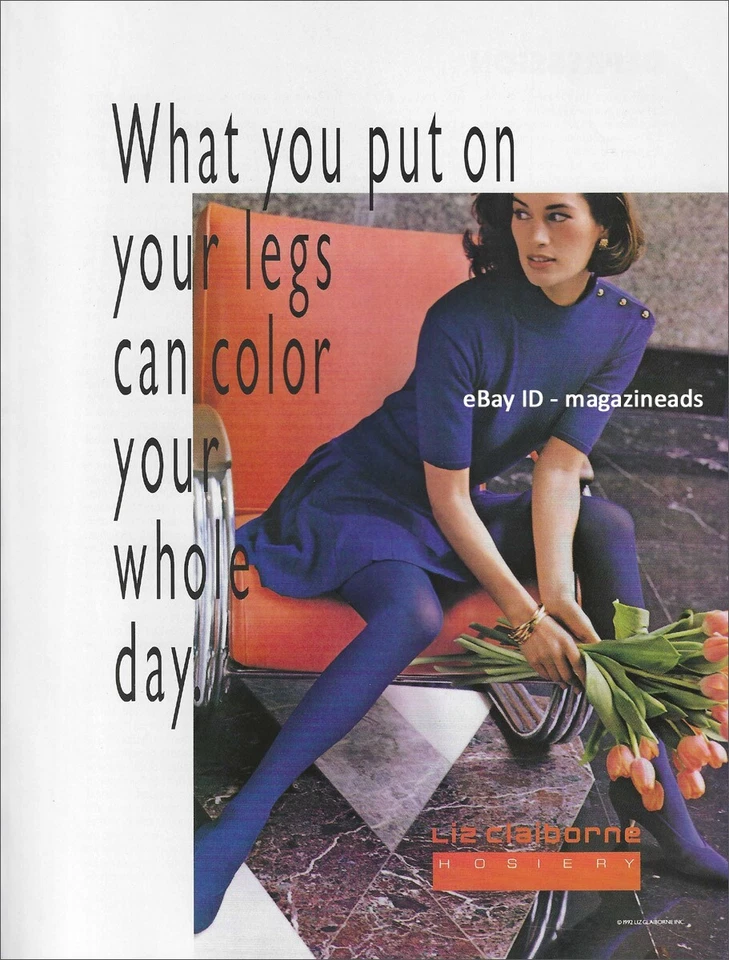 Medias vintage LIZ CLAIBORNE 1 página anuncio 1993 jade roque en medias moradas Foto 1 de 1