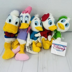 The Disney Store 8" Bean Bag Plush Donald Duck, Daisy, Louie, Huey, & Dewey Set - Picture 1 of 23