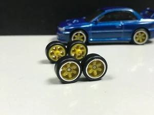 R259 1:64 Hotwheels Real Riders TE37 Bronzo Linea 10 mm cromato, Pneumatici Lunghi in Gomma - Foto 1 di 5