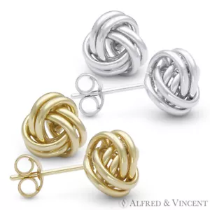 14kt einfarbig gelb/weißgold 8 mm Liebesknoten Ohrstecker 14k 14 kt Nieten - Bild 1 von 3