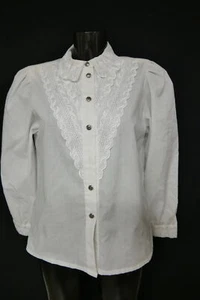Gr.40 Trachtenbluse weiß Bluse für Dirndl mit Spitze und Stickerei TB10120 - Bild 1 von 4