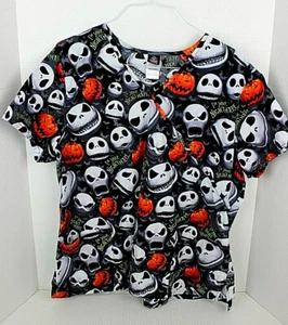 DISNEY Scrub Top Jack Skellington I'm Your Nightmare Halloween Womens 2XL 18-20W - Picture 1 of 9